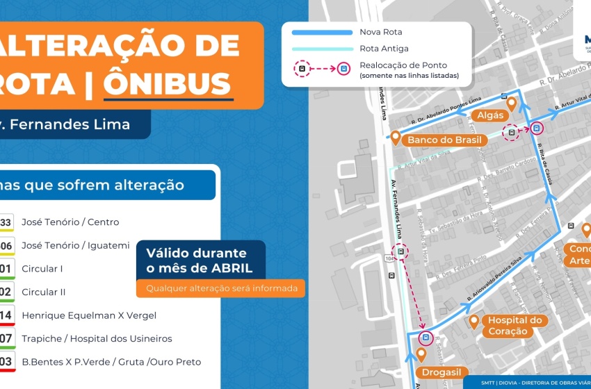 Bairro Gruta de Lourdes: obras alteram itinerário de ônibus