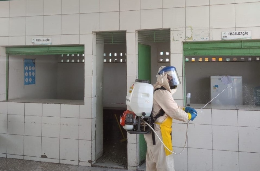 Combate ao covid-19: Terminais e ônibus da capital passam por sanitização
