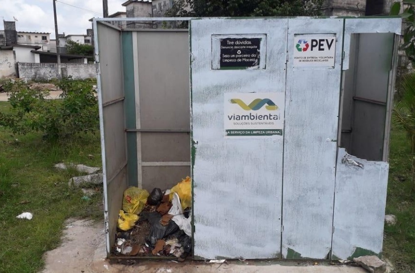 Ponto de Entrega Voluntária da Santa Amélia é alvo de vandalismo nesta terça-feira (28)