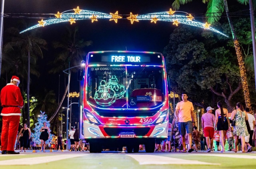 Ônibus gratuitos do Free Tour Natal Massayó  circulam pela orla marítima