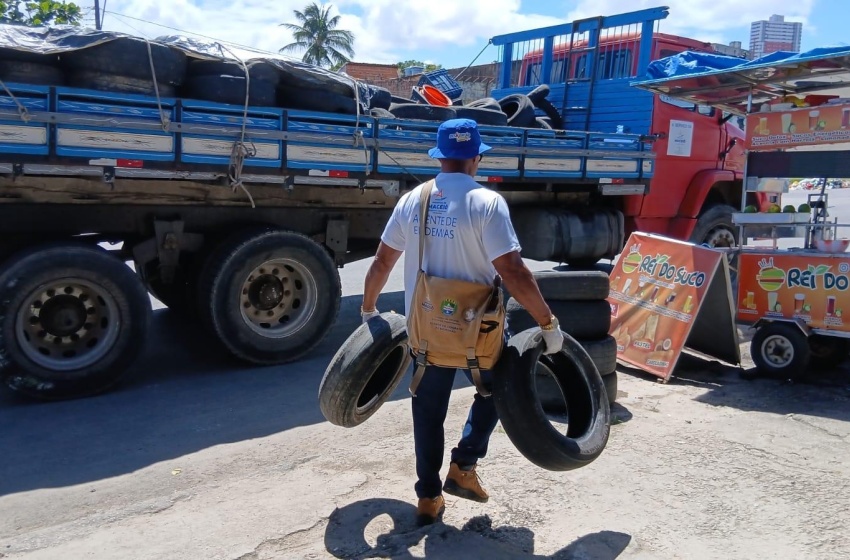 Mutirão da Prefeitura de Maceió recolhe pneus em terrenos baldios, borracharias e ferros-velhos
