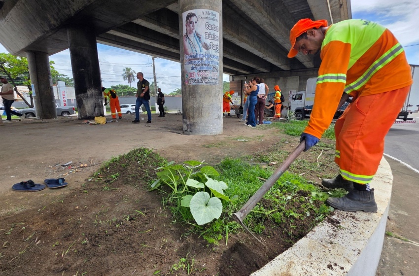 Área do viaduto de Jacarecica recebe ação conjunta de melhoria urbana