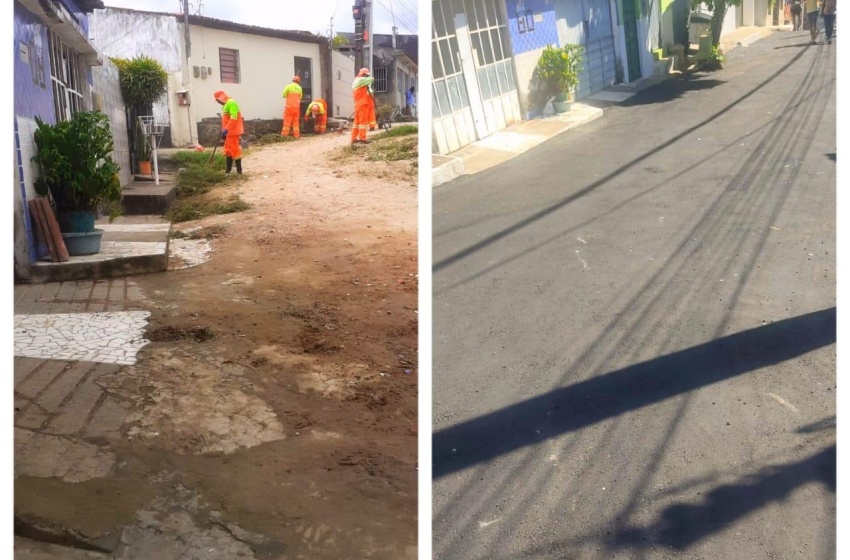Acesso à Grota do Pau d’Arco, no Jacintinho, recebe drenagem e pavimentação