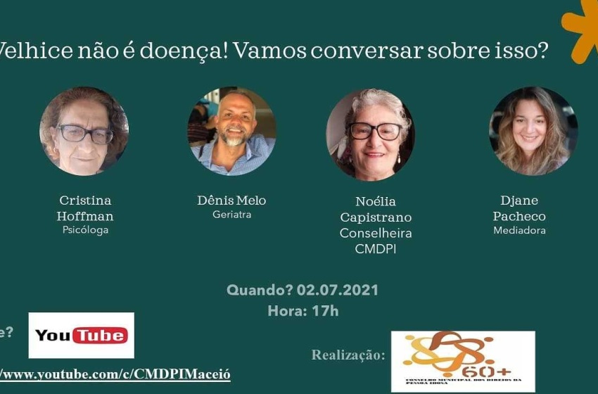 Conselho do Idoso fará live com o tema “Velhice não é doença”