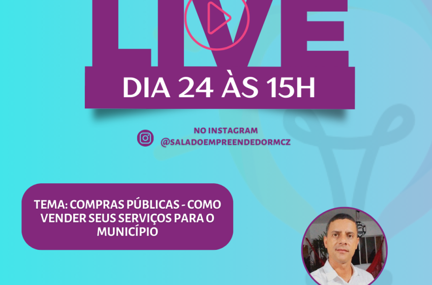 Sala do Empreendedor realiza live sobre compras públicas, nesta terça-feira(24)