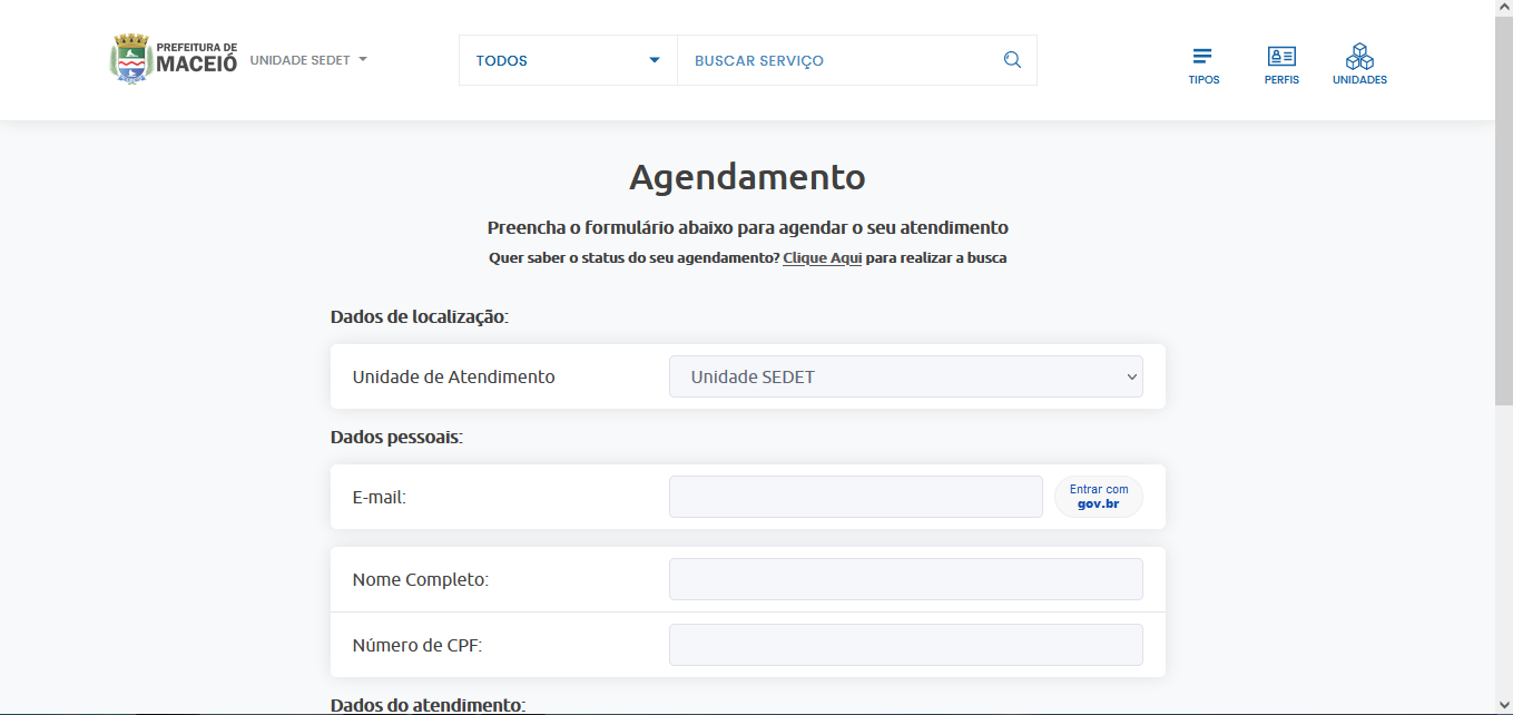Sistema de agendamento da Prefeitura de Maceió. Foto: Reprodução